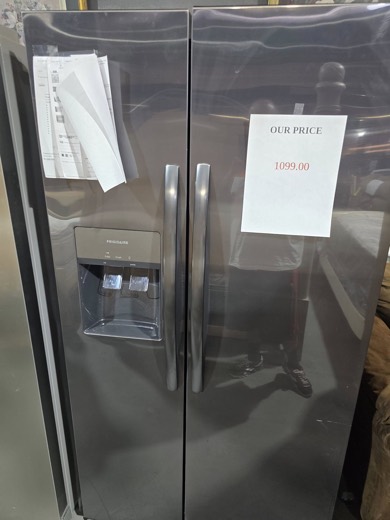 Black stainless side-by-side refrigerator