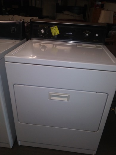 White dryer with black control panel