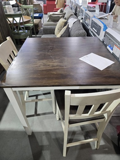 Two-tone farmhouse dining table with chairs