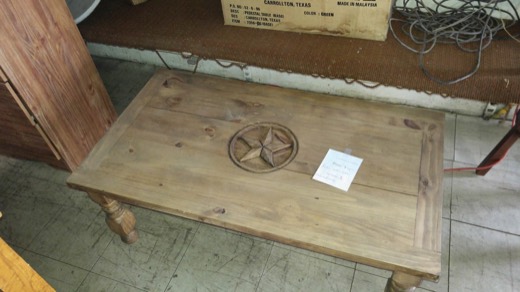 Rustic pine coffee table with Texas star