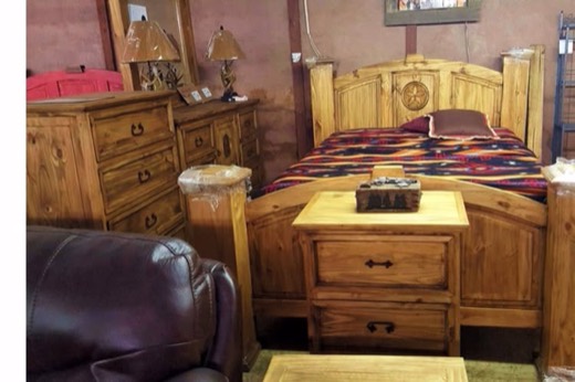 Rustic pine bedroom set with carved star accents
