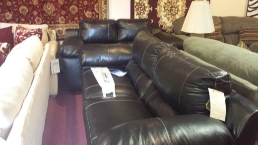 Black leather sofa set