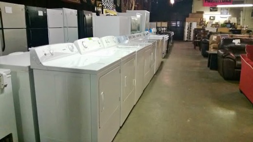 Row of washers in the appliance section