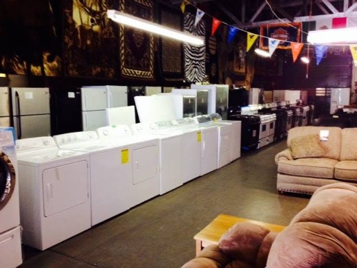 Washers, ranges, and sofas on the floor