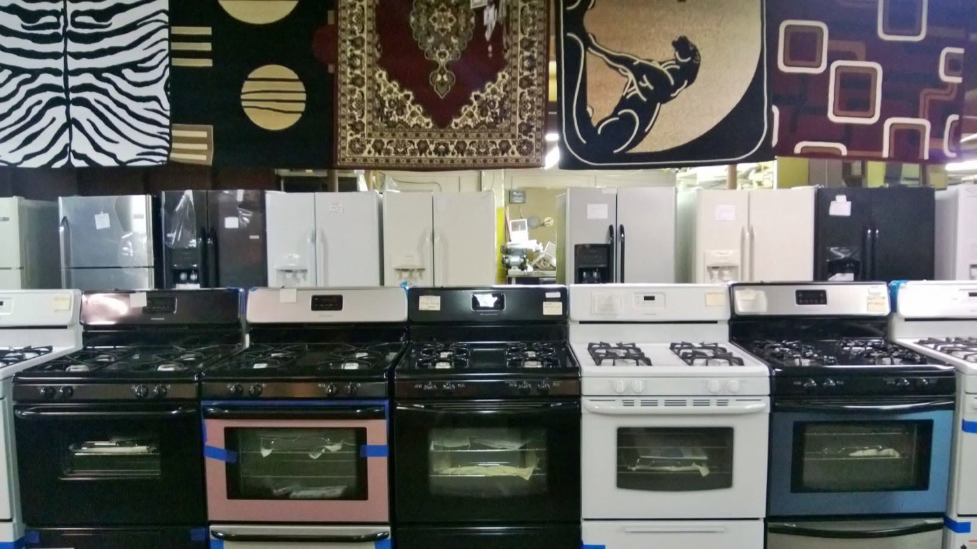 Sinclair's Warehouse showroom with ranges and refrigerators